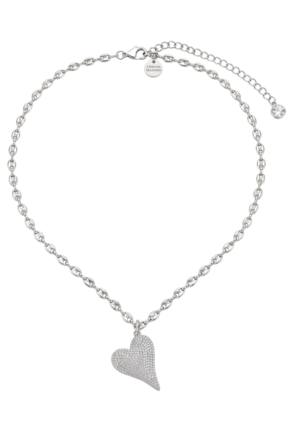 Colar Longo com Pingente de Coração Cravejado em Strass – Shine