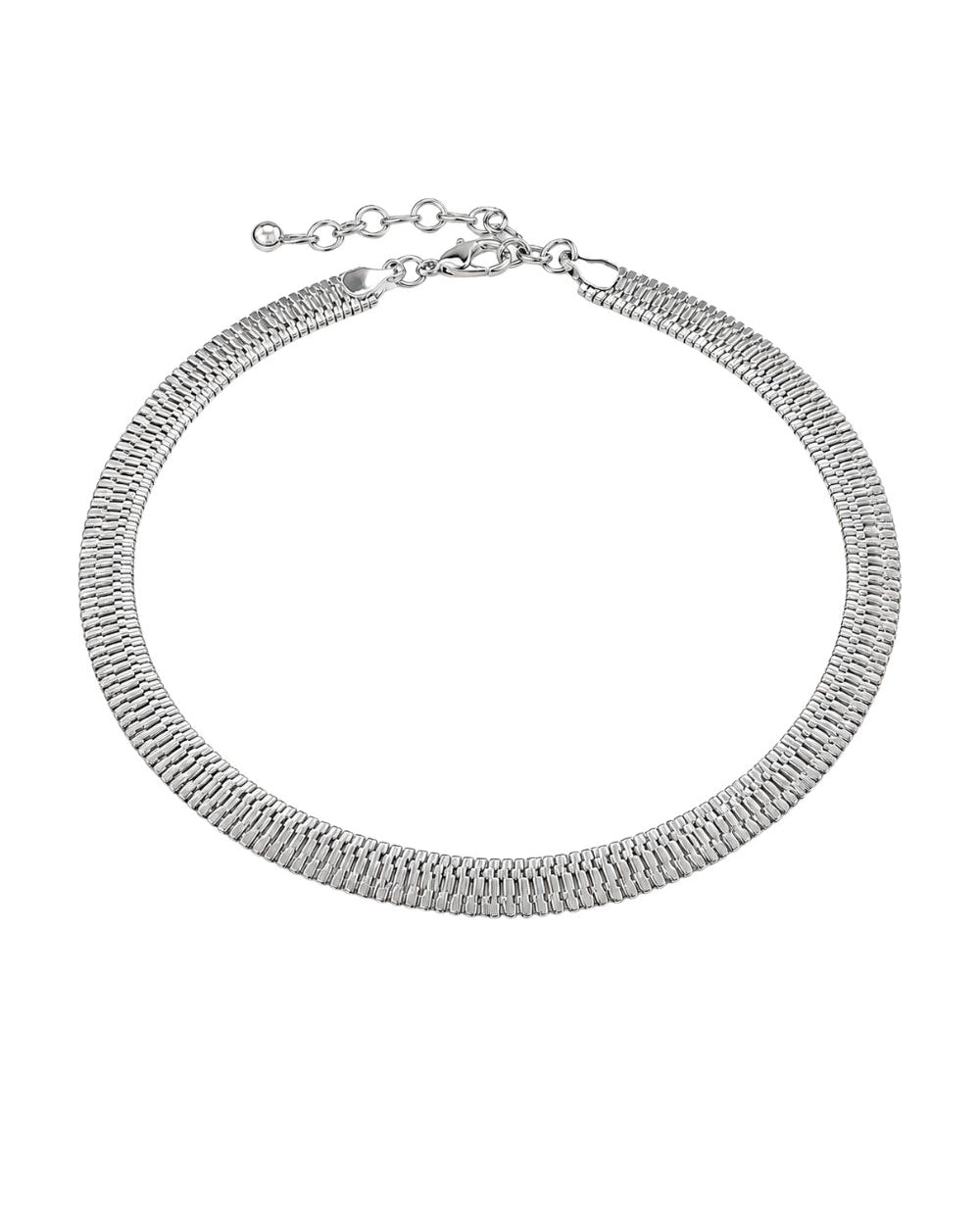 Colar Snake Prateado | Choker Malha Achatada