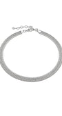 Colar Snake Prateado | Choker Malha Achatada