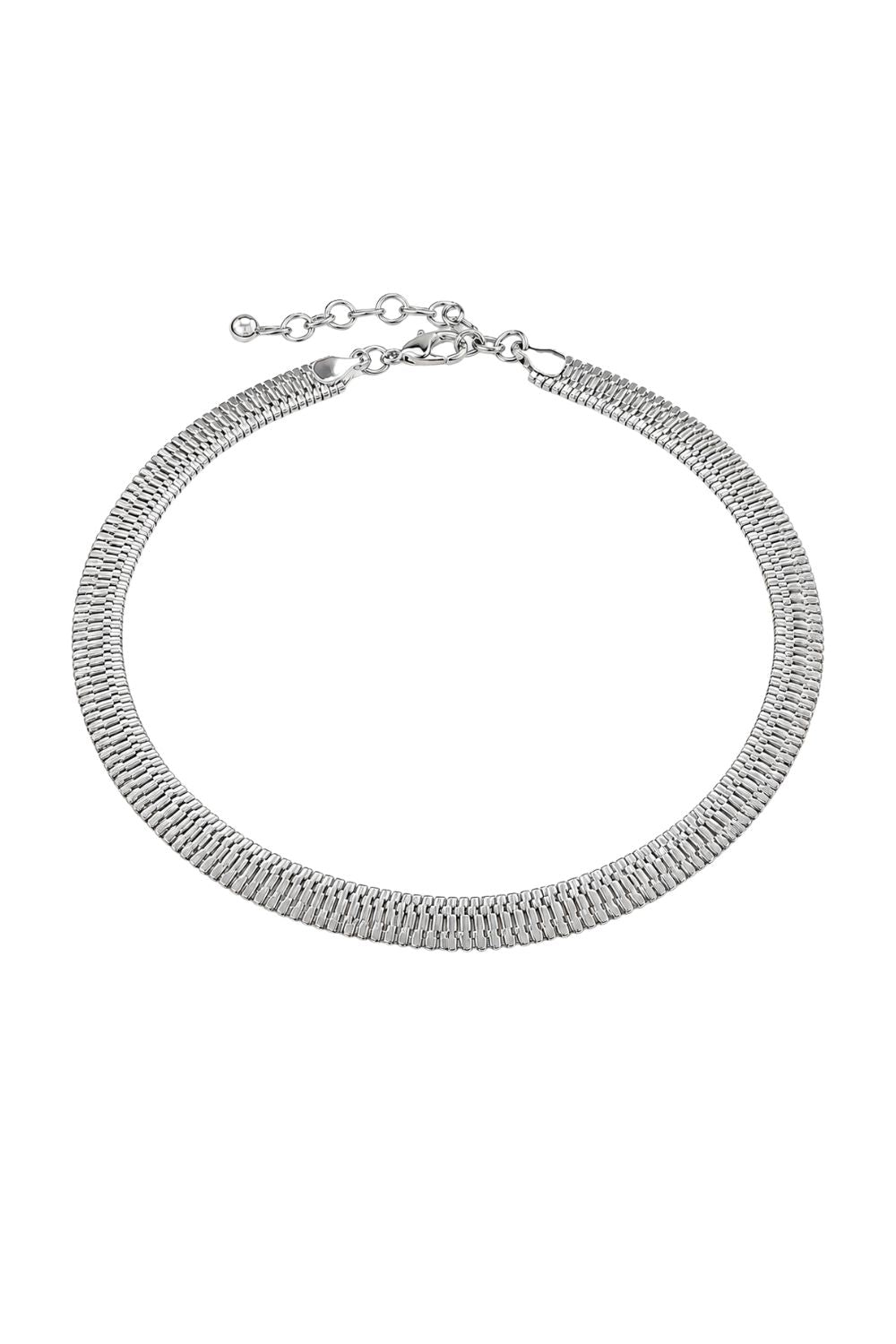 Colar Snake Prateado | Choker Malha Achatada