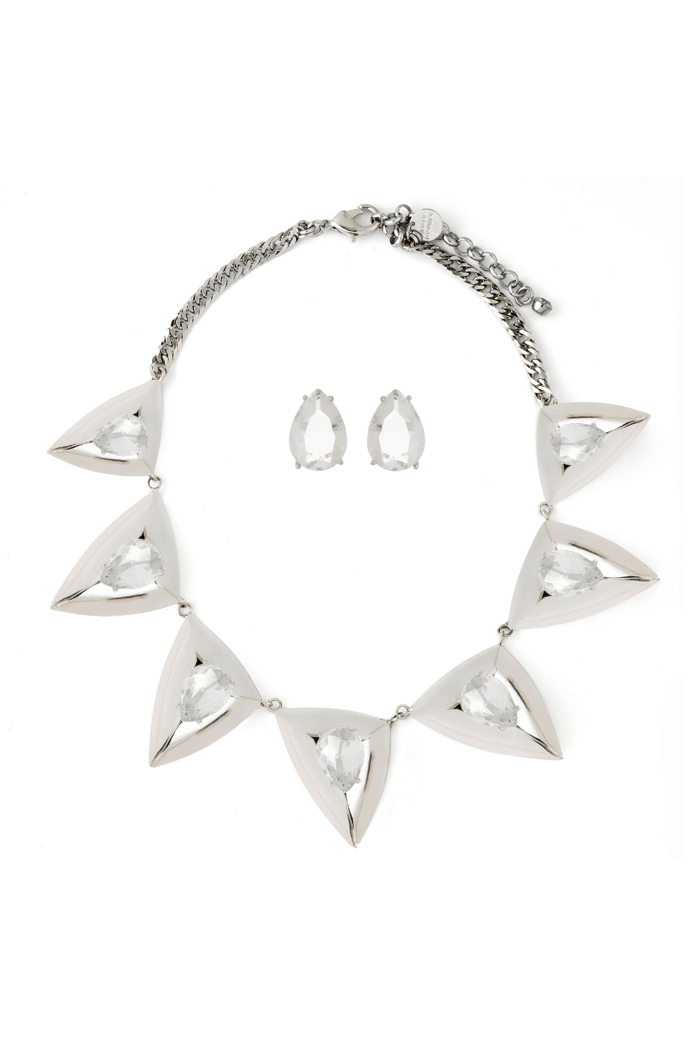 KIT COLAR E BRINCO METALLO CRISTAL