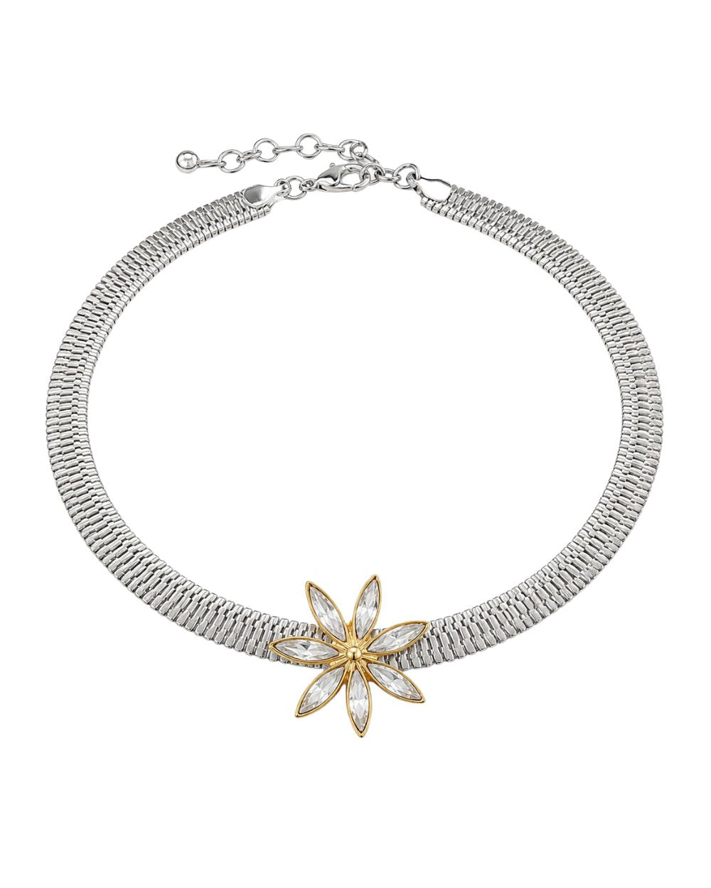 Colar Snake Prateado | Choker Malha Achatada