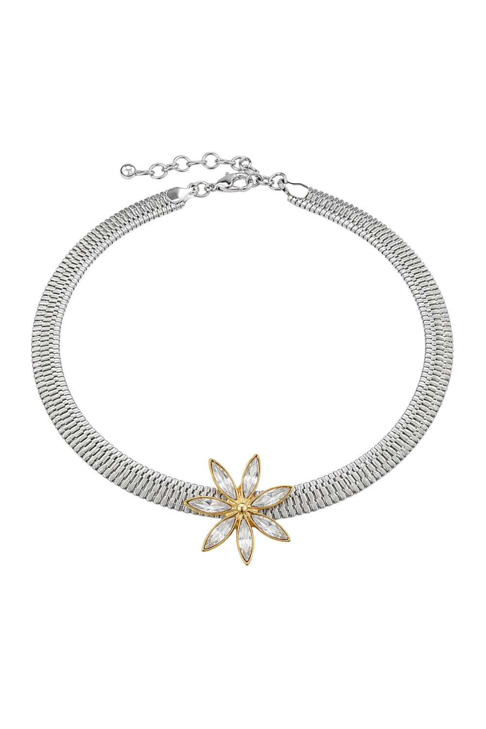 Colar Snake Prateado | Choker Malha Achatada