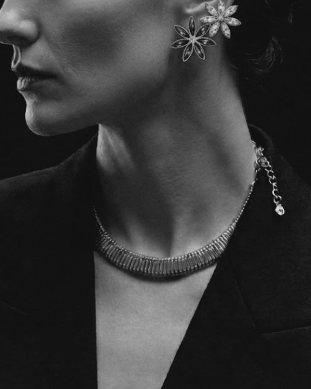 Colar Snake Prateado | Choker Malha Achatada