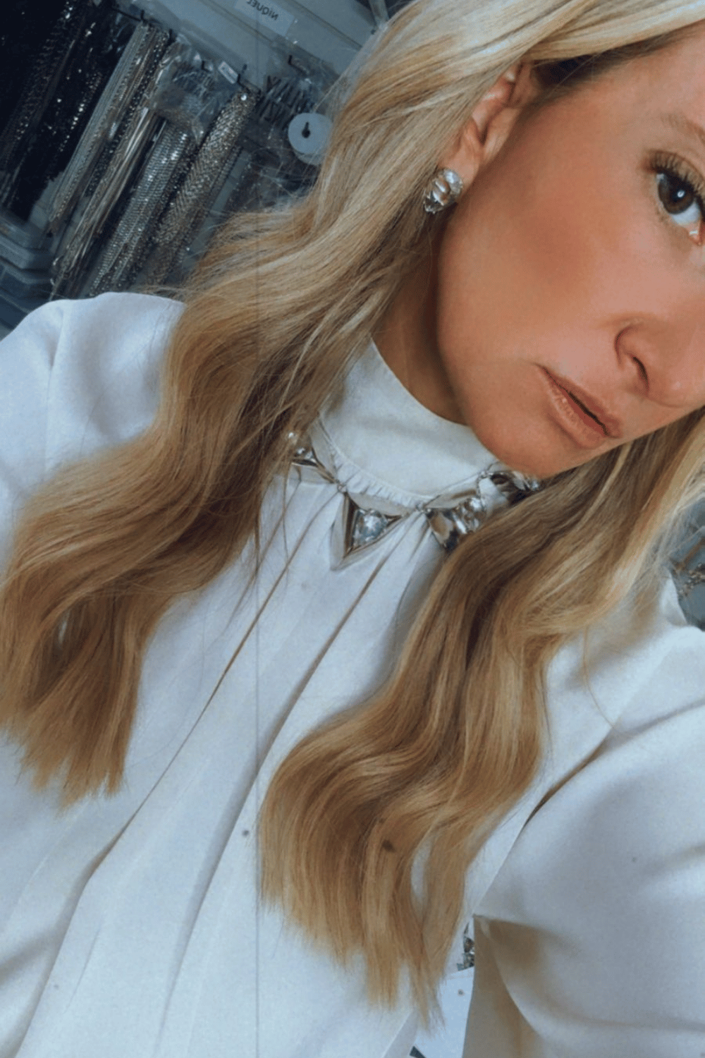 KIT COLAR E BRINCO METALLO CRISTAL