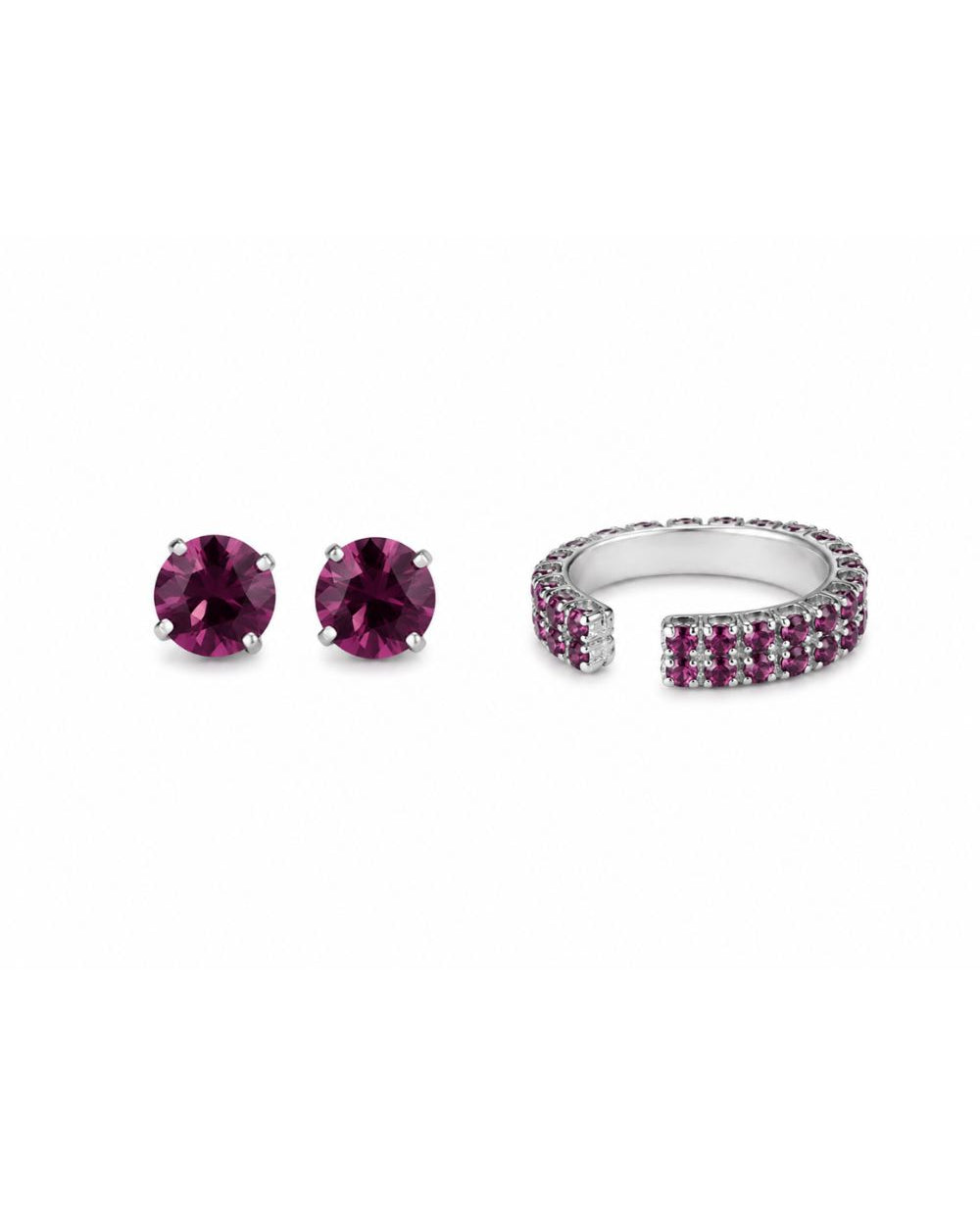 KIT BRINCO E EAR CUFF SHINE ROXO ZIRCÔNIA