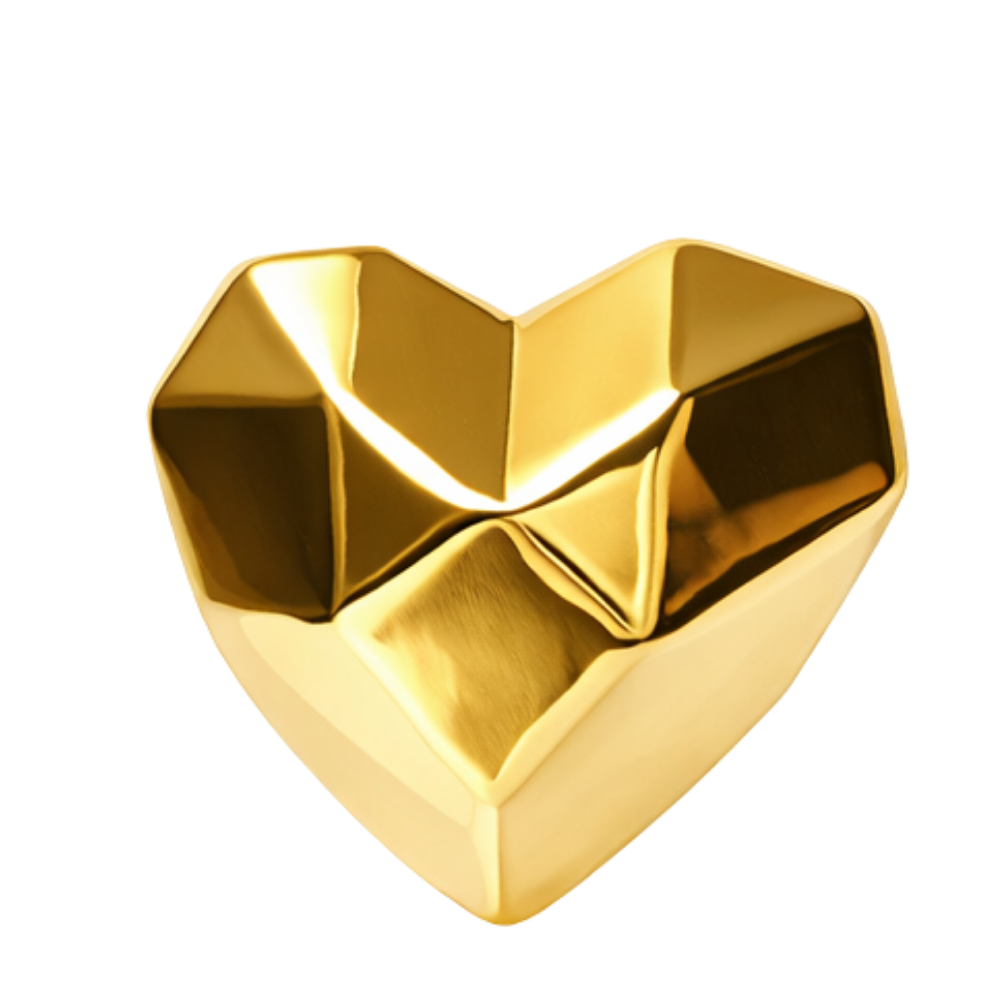 Anel de Coração Escultural em Eletroformação Dourado – Angela