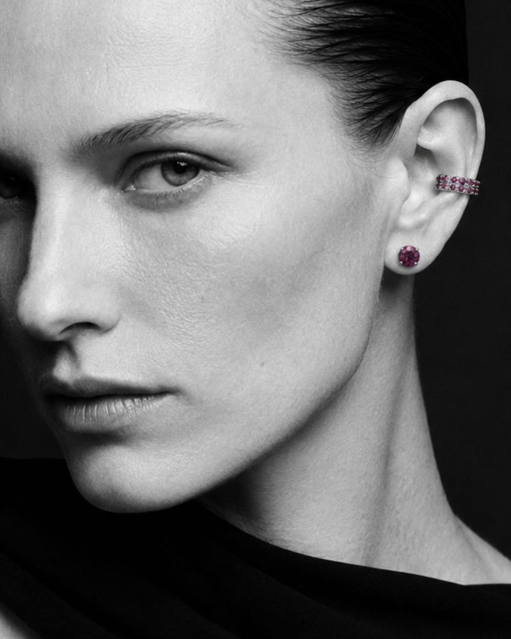 KIT BRINCO E EAR CUFF SHINE ROXO ZIRCÔNIA