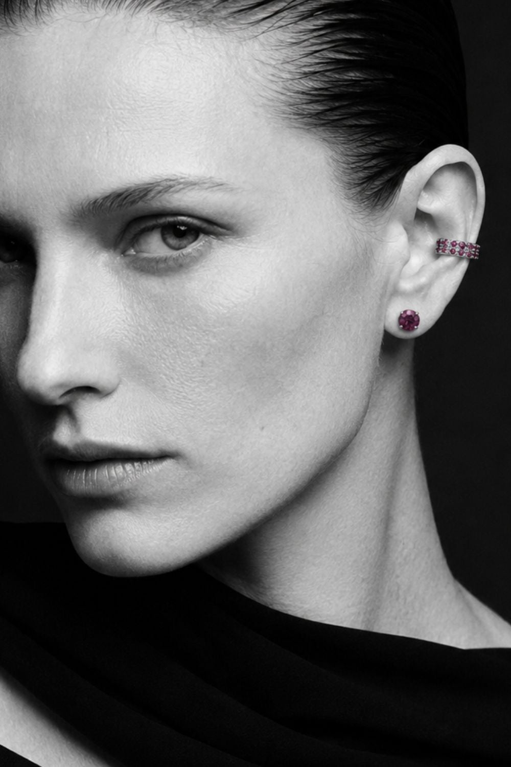 KIT BRINCO E EAR CUFF SHINE ROXO ZIRCÔNIA