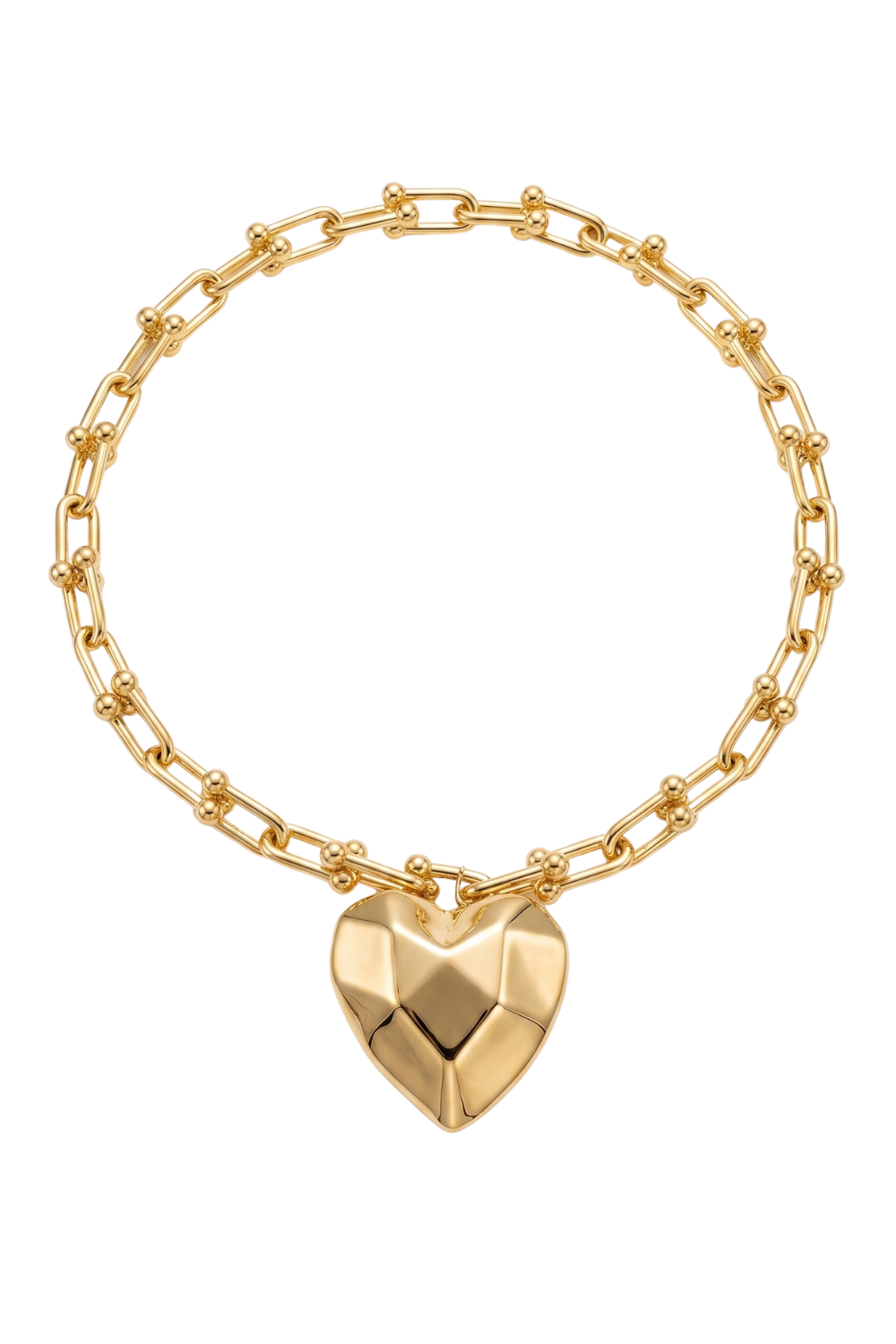 Colar de Coração Escultural em Eletroformação Dourado – Angela
