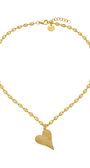 Colar Longo com Pingente de Coração Cravejado em Strass Dourado – Shine