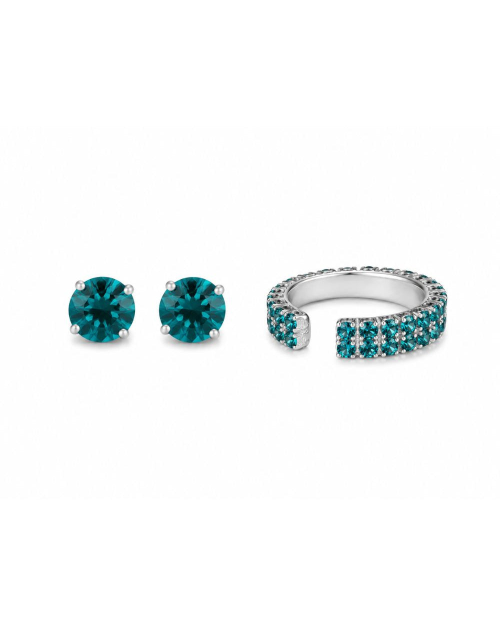 KIT DE BRINCO E EAR CUFF SHINE BLUE ZIRCÔNIA