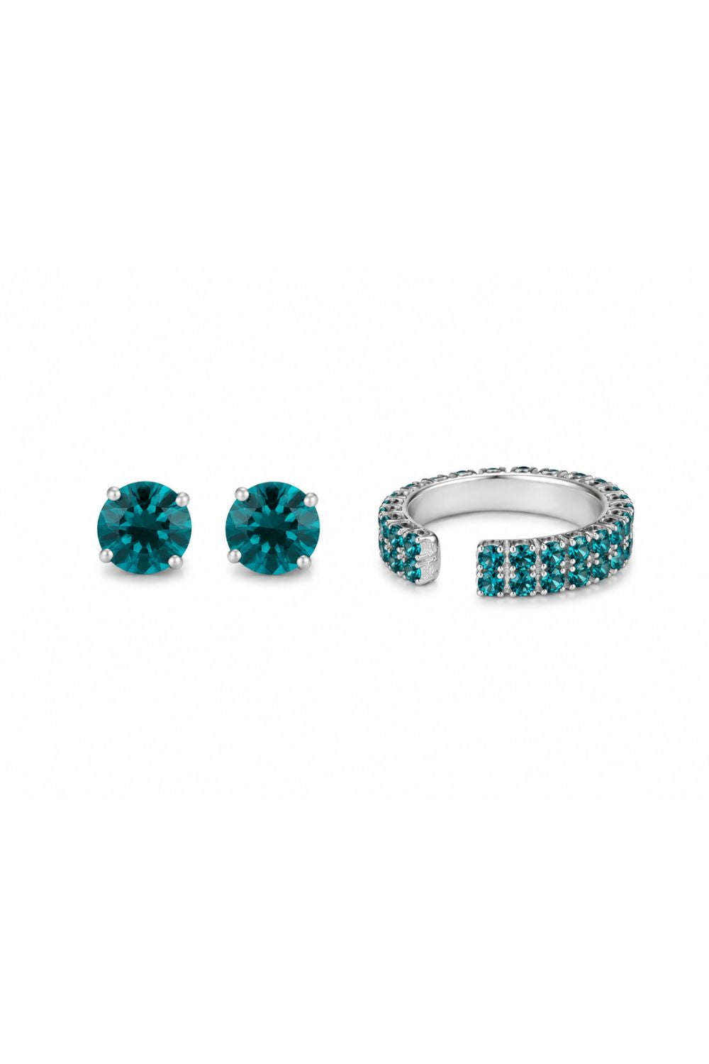 KIT DE BRINCO E EAR CUFF SHINE BLUE ZIRCÔNIA