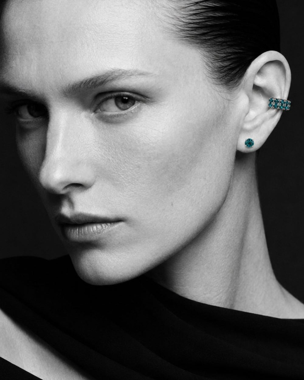KIT DE BRINCO E EAR CUFF SHINE BLUE ZIRCÔNIA