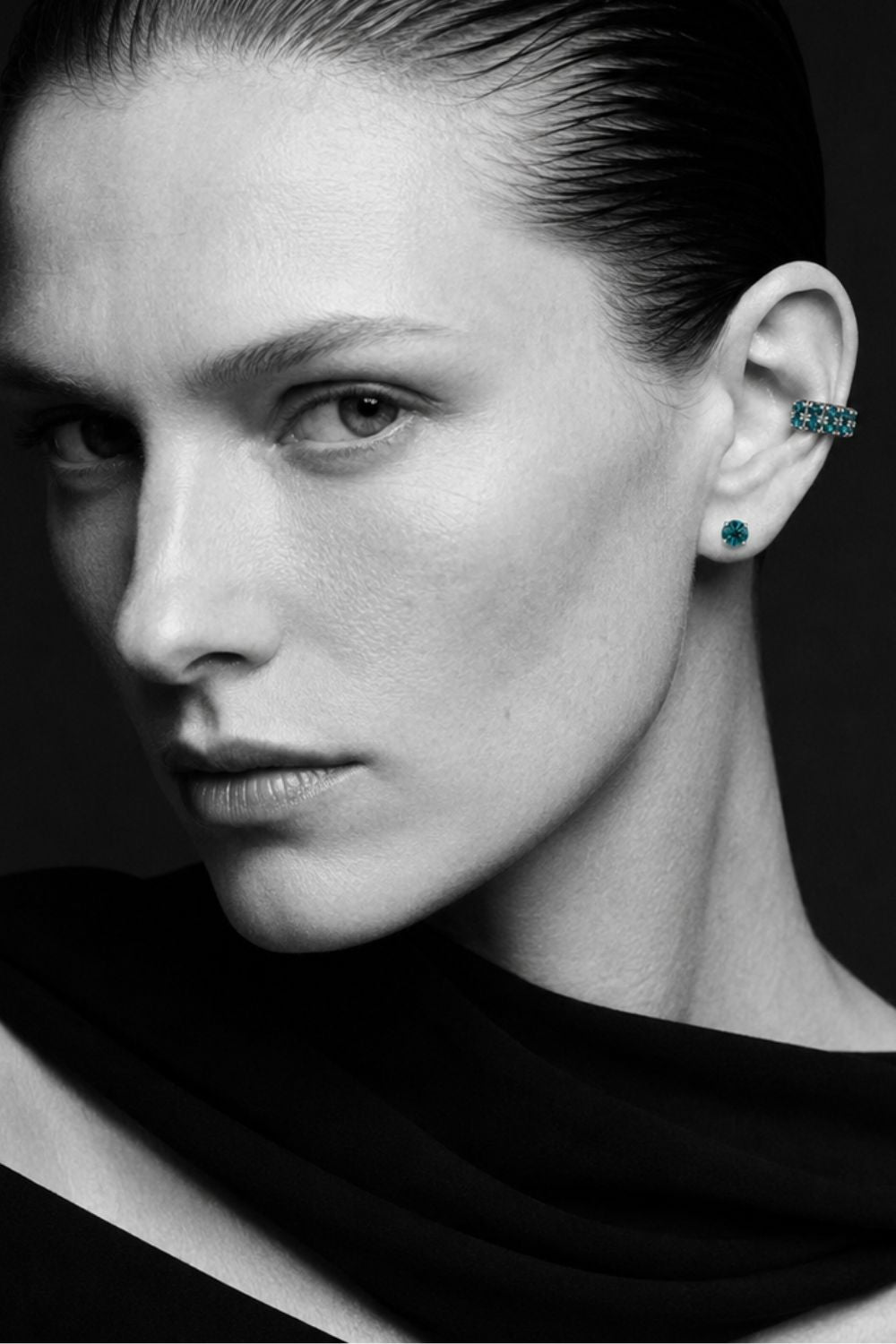 KIT DE BRINCO E EAR CUFF SHINE BLUE ZIRCÔNIA