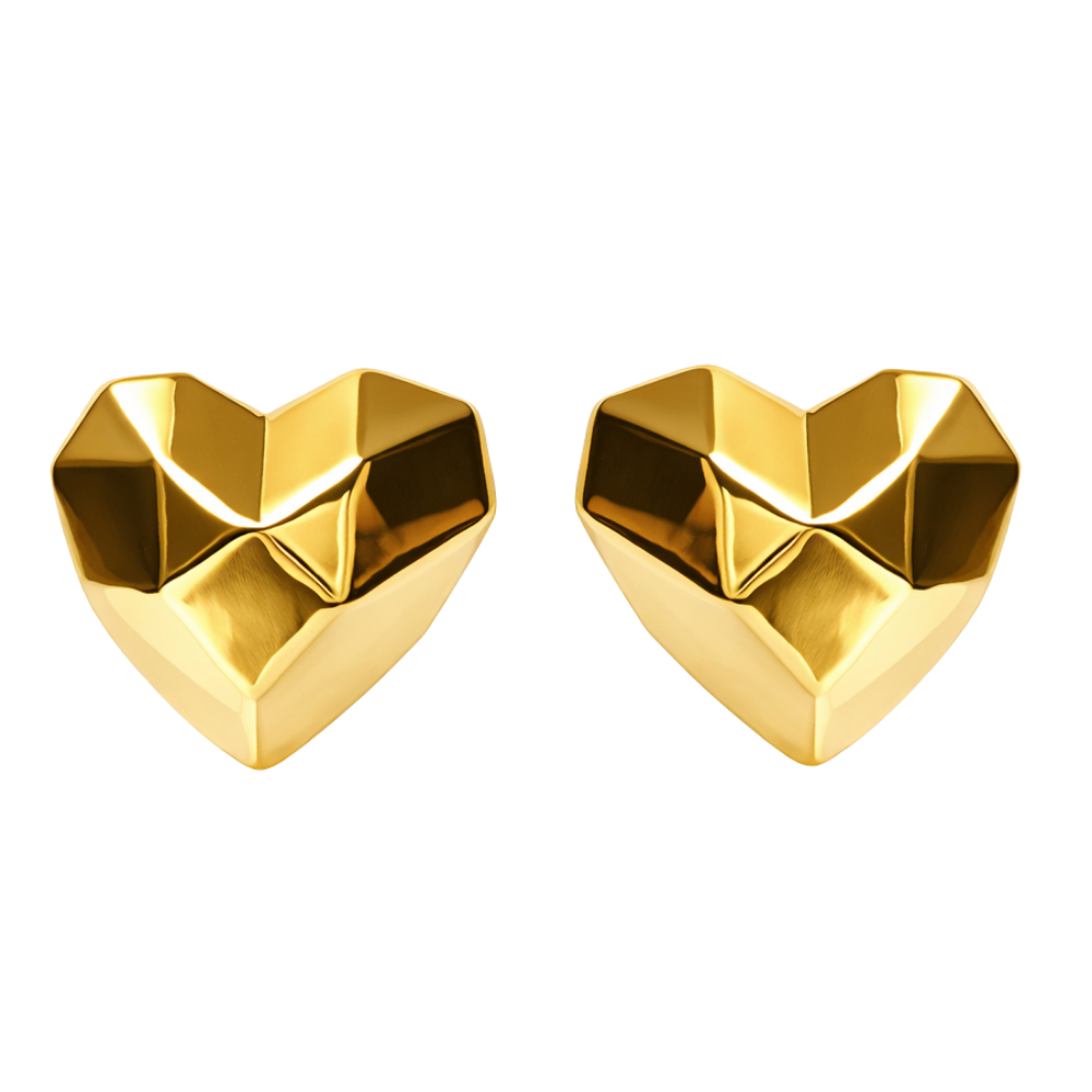 Brinco Coração Dourado em Eletroformação | Design Escultural