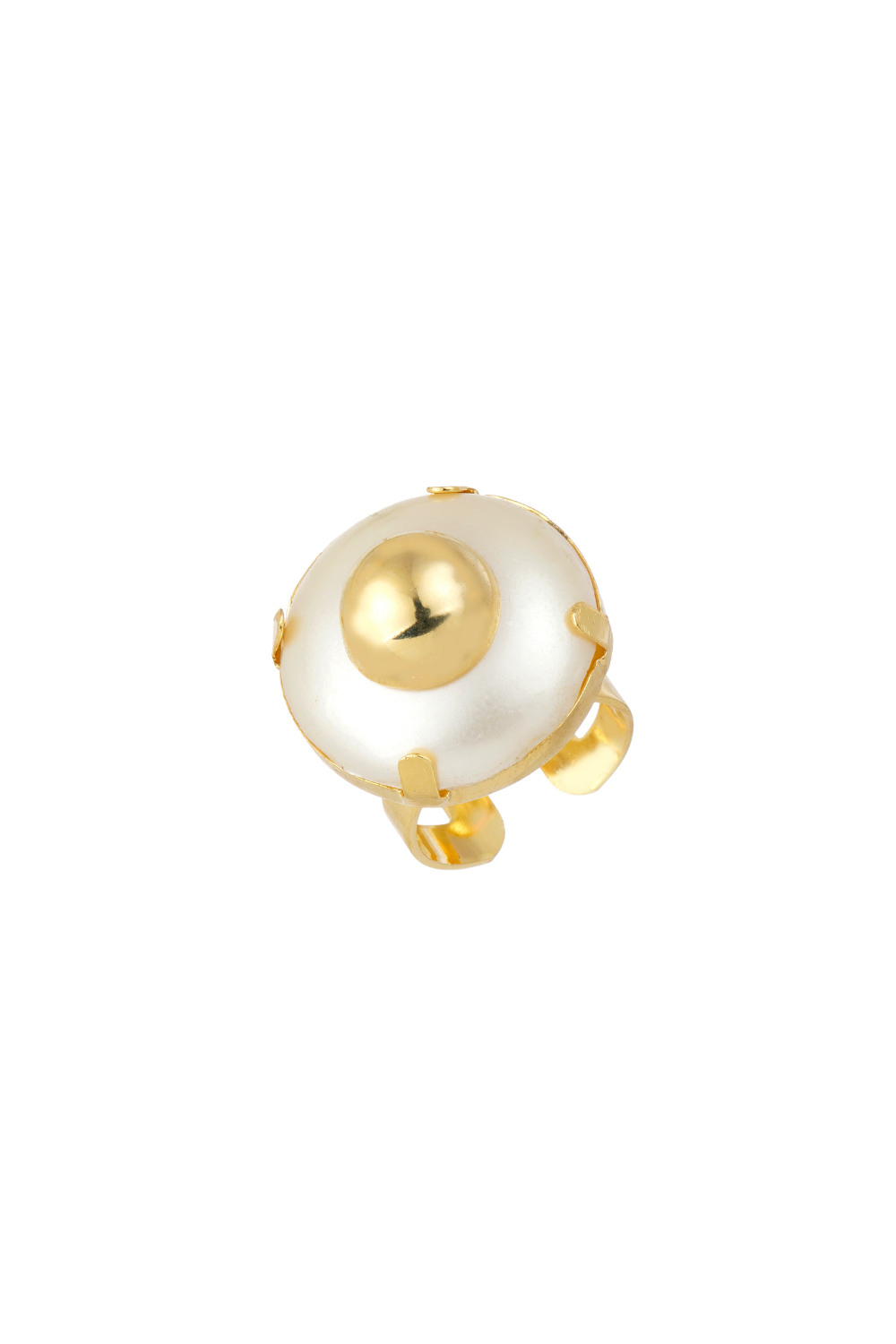 Anel Dourado com Pérola Botão Presenza Ajustável