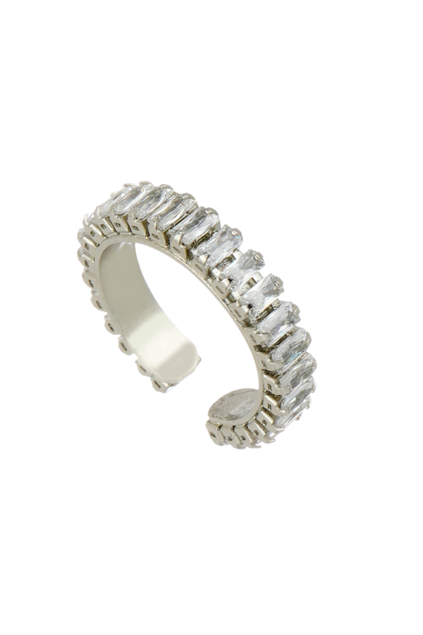 EAR CUFF ZIRCÔNIA PP PRATEADO CRISTAL