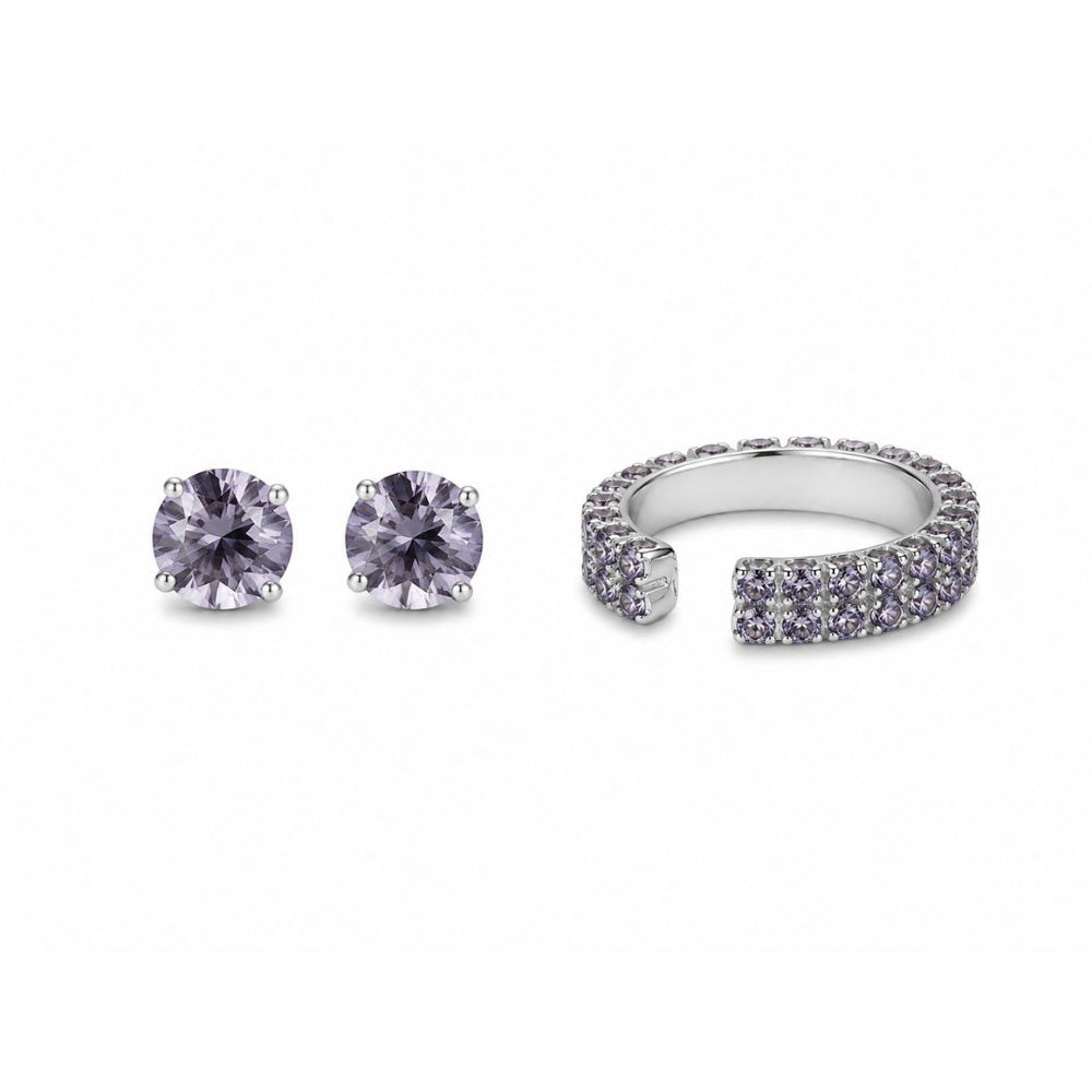 KIT BRINCO E EAR CUFF SHINE LAVANDA ZIRCÔNIA