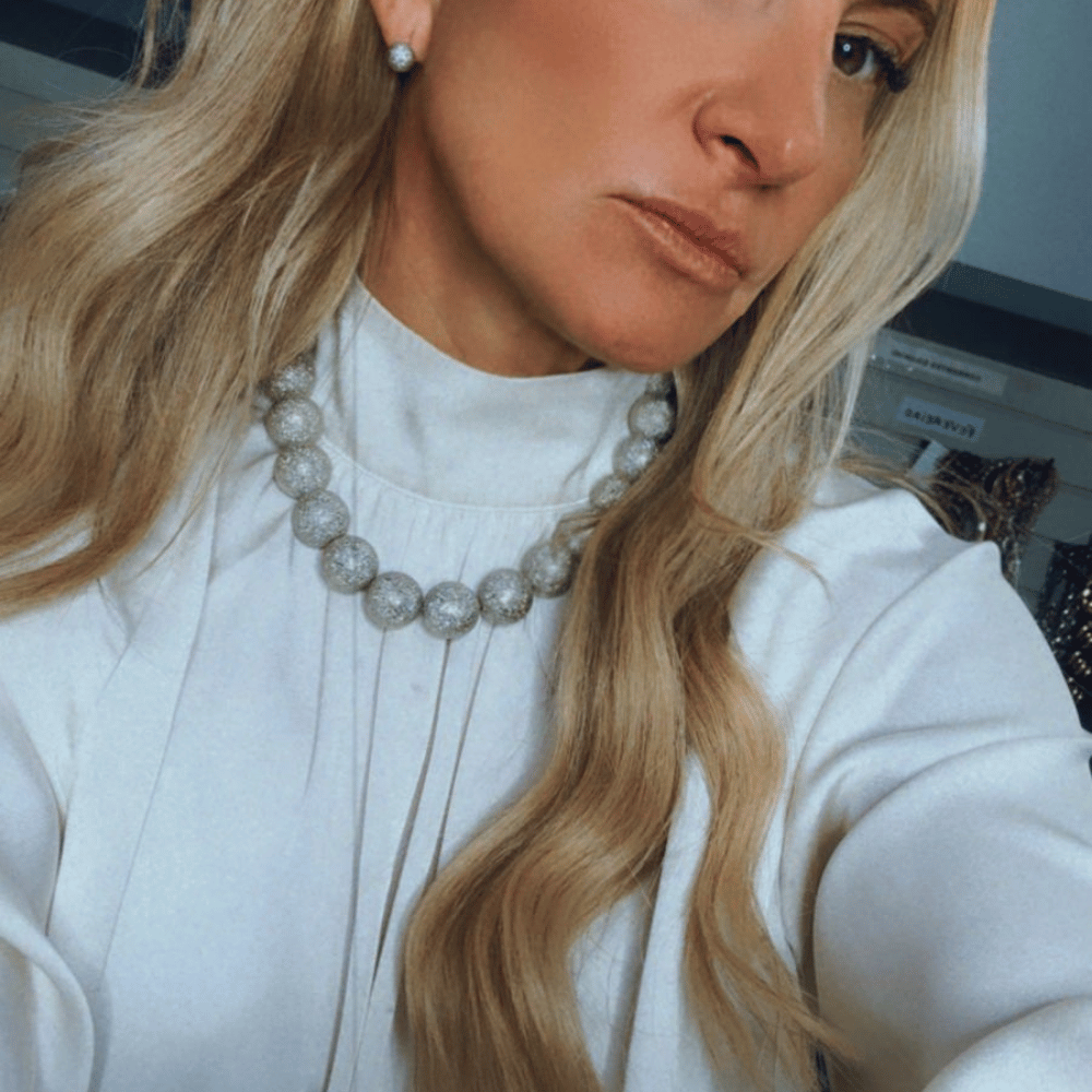 KIT COLAR E BRINCO ESFERAS METALLO PRATEADO