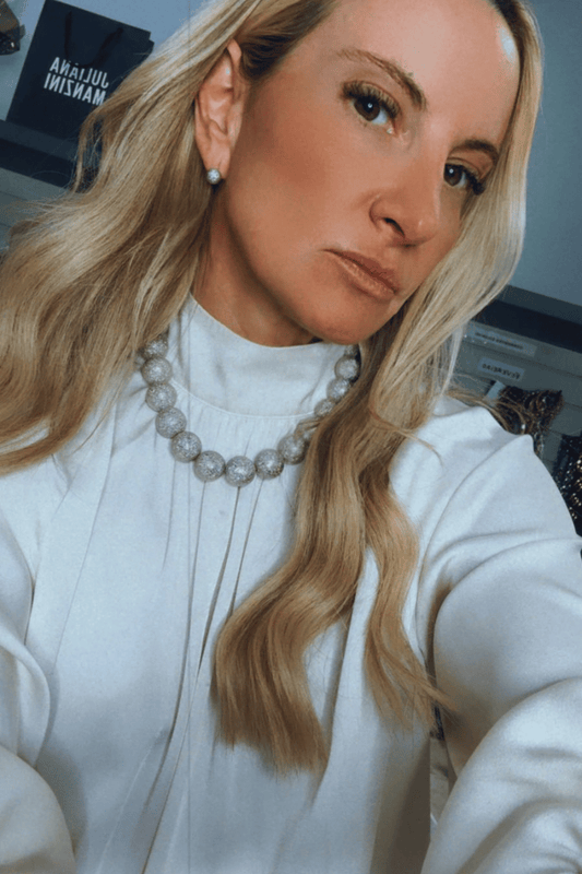 KIT COLAR E BRINCO ESFERAS METALLO PRATEADO