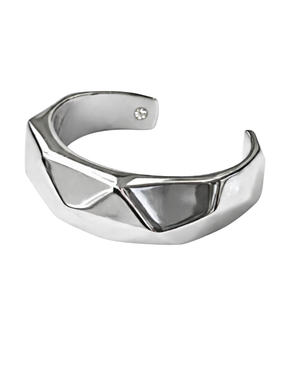 Bracelete Geométrico Escultural em Eletroformação Prateado – Angela