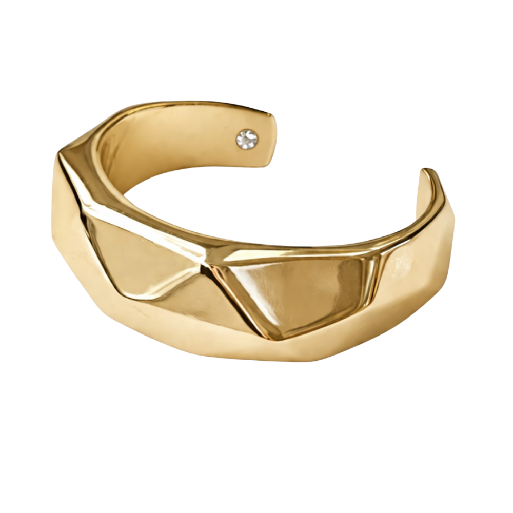 Bracelete Geométrico Escultural em Eletroformação Dourado – Angela