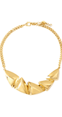Colar Dourado com Formas Triangulares Polidas e Corrente de Elos