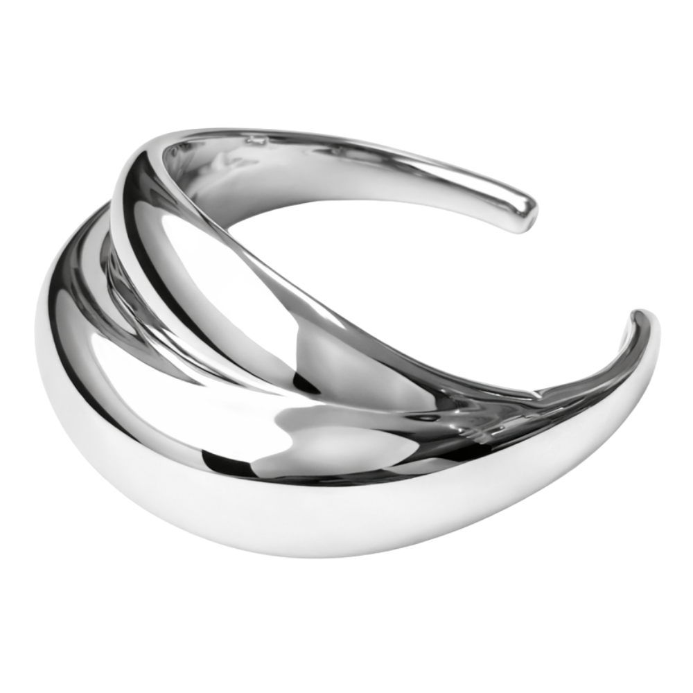 Bracelete Escultural Fluido em Eletroformação Prateado – LIMITED