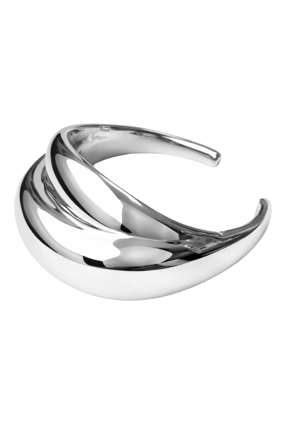 Bracelete Escultural Fluido em Eletroformação Prateado – LIMITED