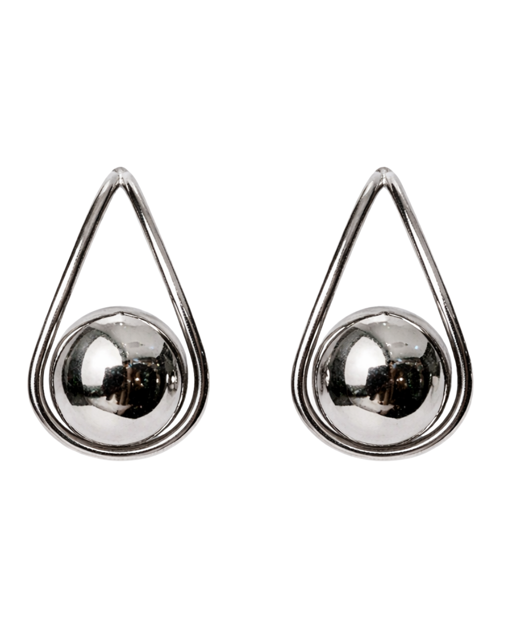 Brinco Gota Contemporâneo em Metal Prateado – Design