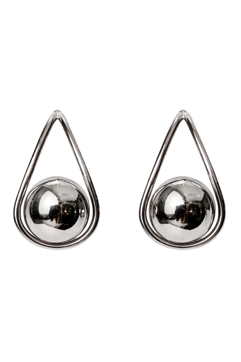 Brinco Gota Contemporâneo em Metal Prateado – Design