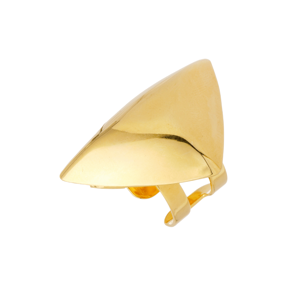 Anel Dourado Triangular Metallo | Ajustável e Marcante