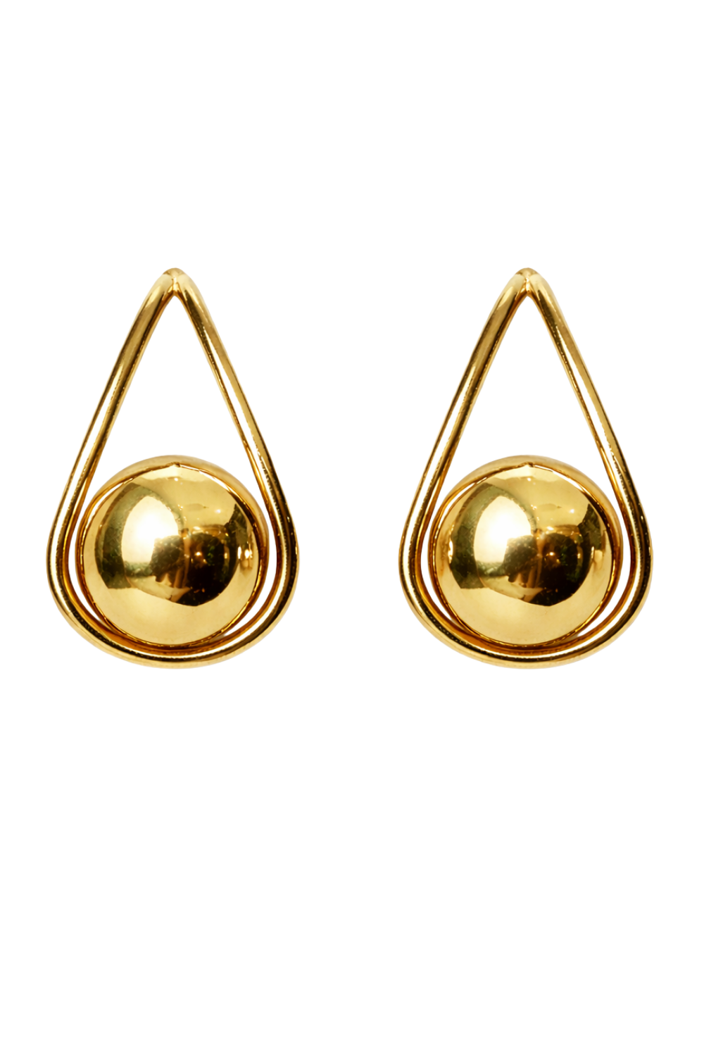 Brinco Gota Contemporâneo em Metal Dourado – Design