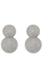 Brinco Cravejado de Strass Prateado | Brinco Duplo Shine