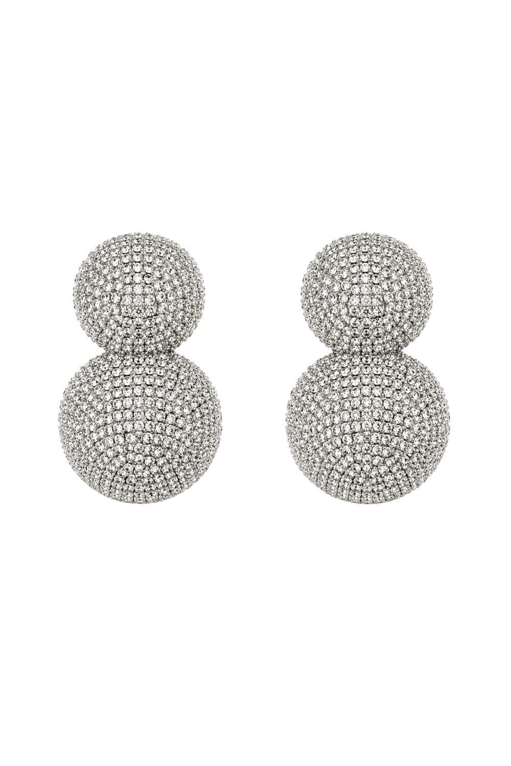 Brinco Cravejado de Strass Prateado | Brinco Duplo Shine