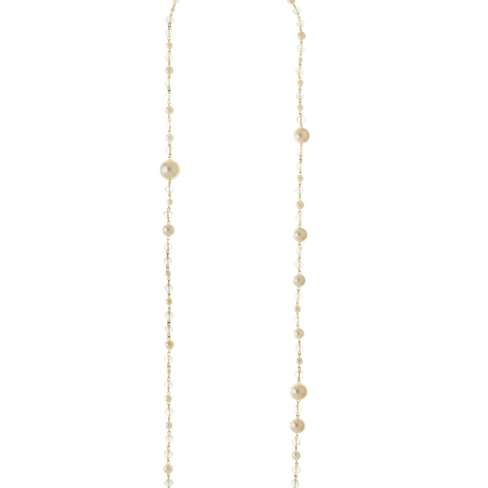 Colar Longo de Pérolas Multifuncional Dourado (Colar, Duas Voltas e Cinto)