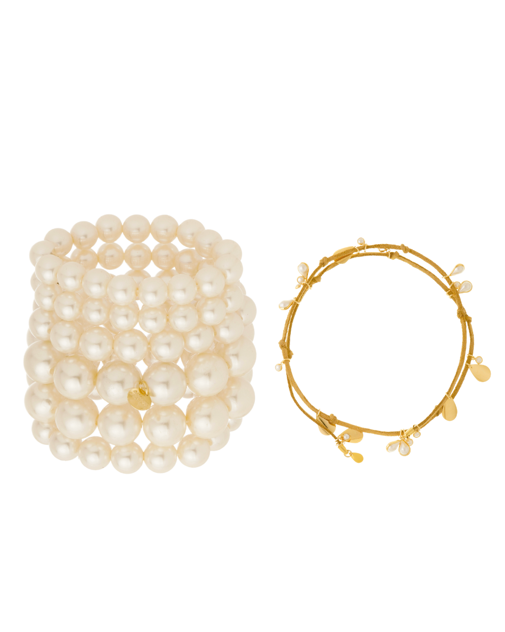 KIT PULSEIRAS E CORDÃO PINGENTES PÉROLA PRESENZA