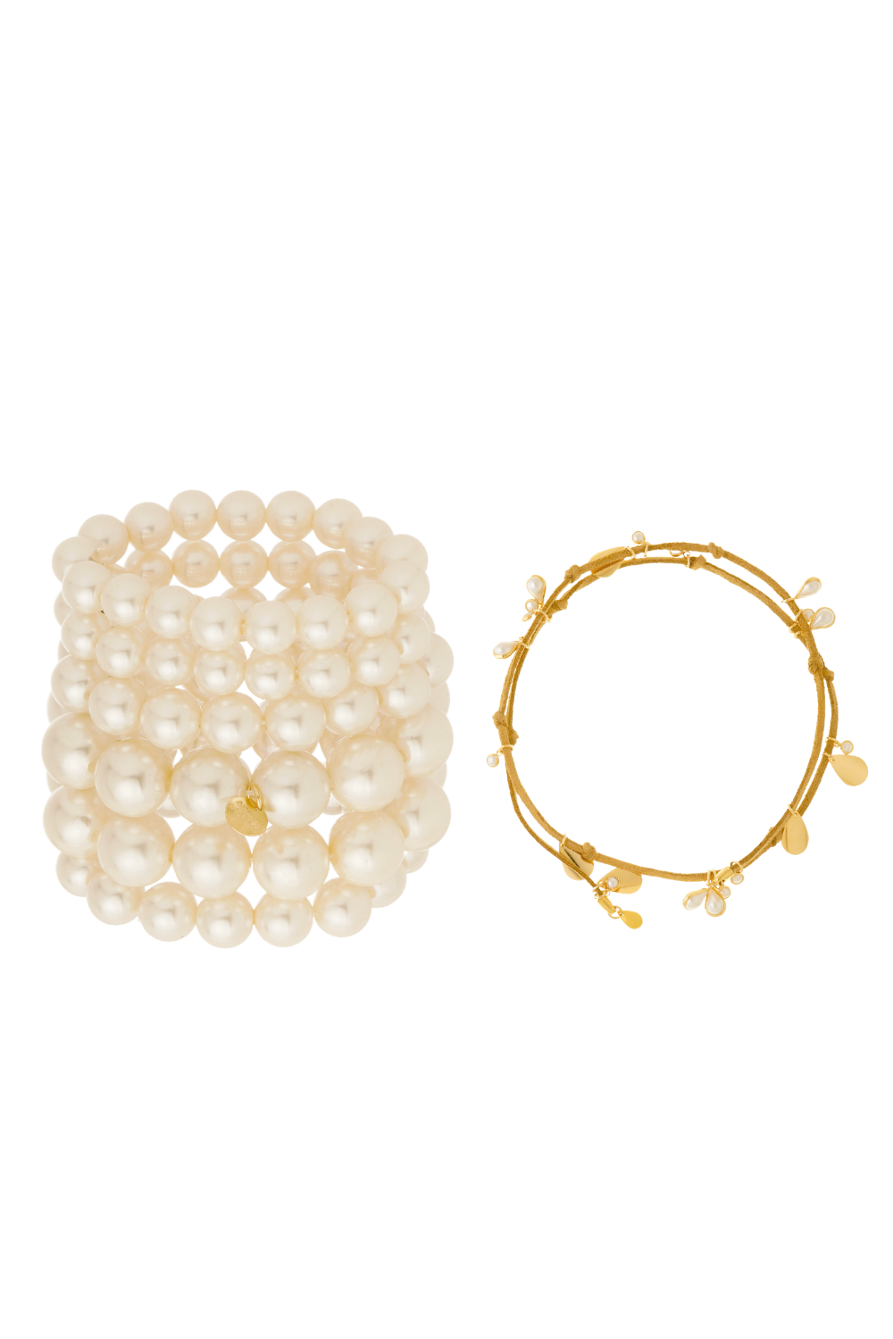 Kit Pulseiras com Pérolas e Cordão Multifuncional com Pingentes