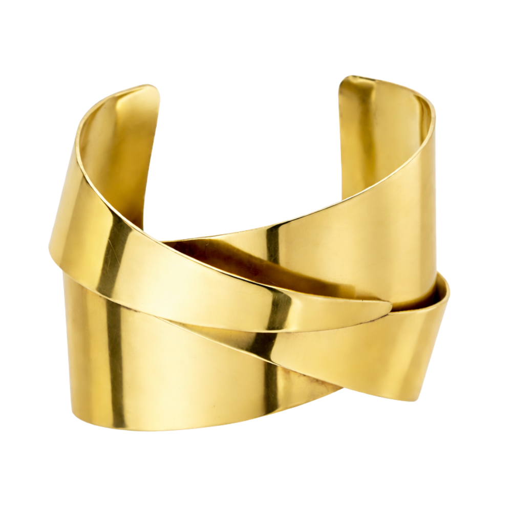 Bracelete Estruturado Tridimensional em Metal Dourado – Design