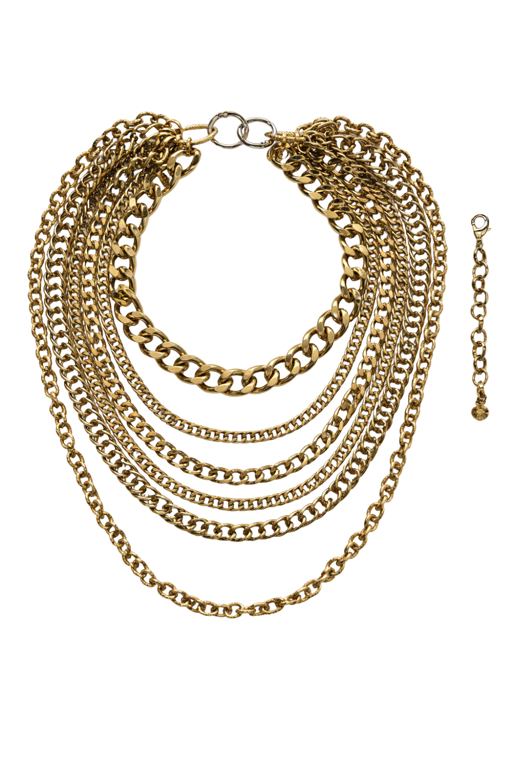 Maxi Colar de Correntes em Metallic Brown – Sobreposição Escultural