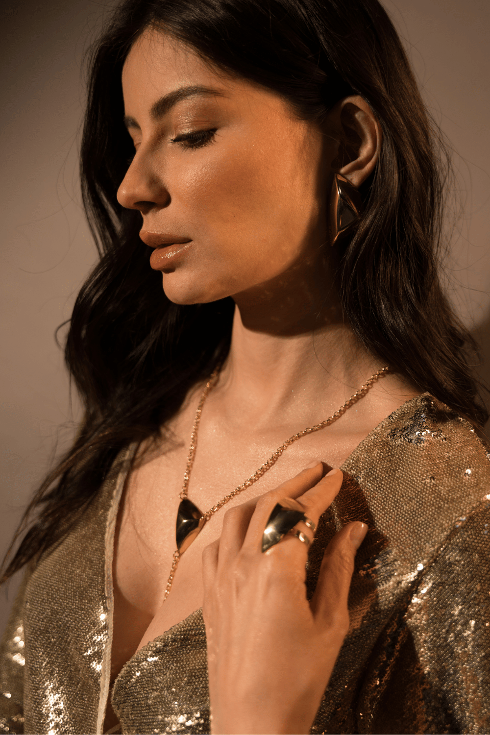 KIT DE COLAR E BRINCO METALLO DOURADO