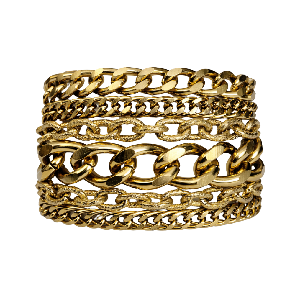 Bracelete de Correntes em Metallic Brown – Estrutura Maximalista