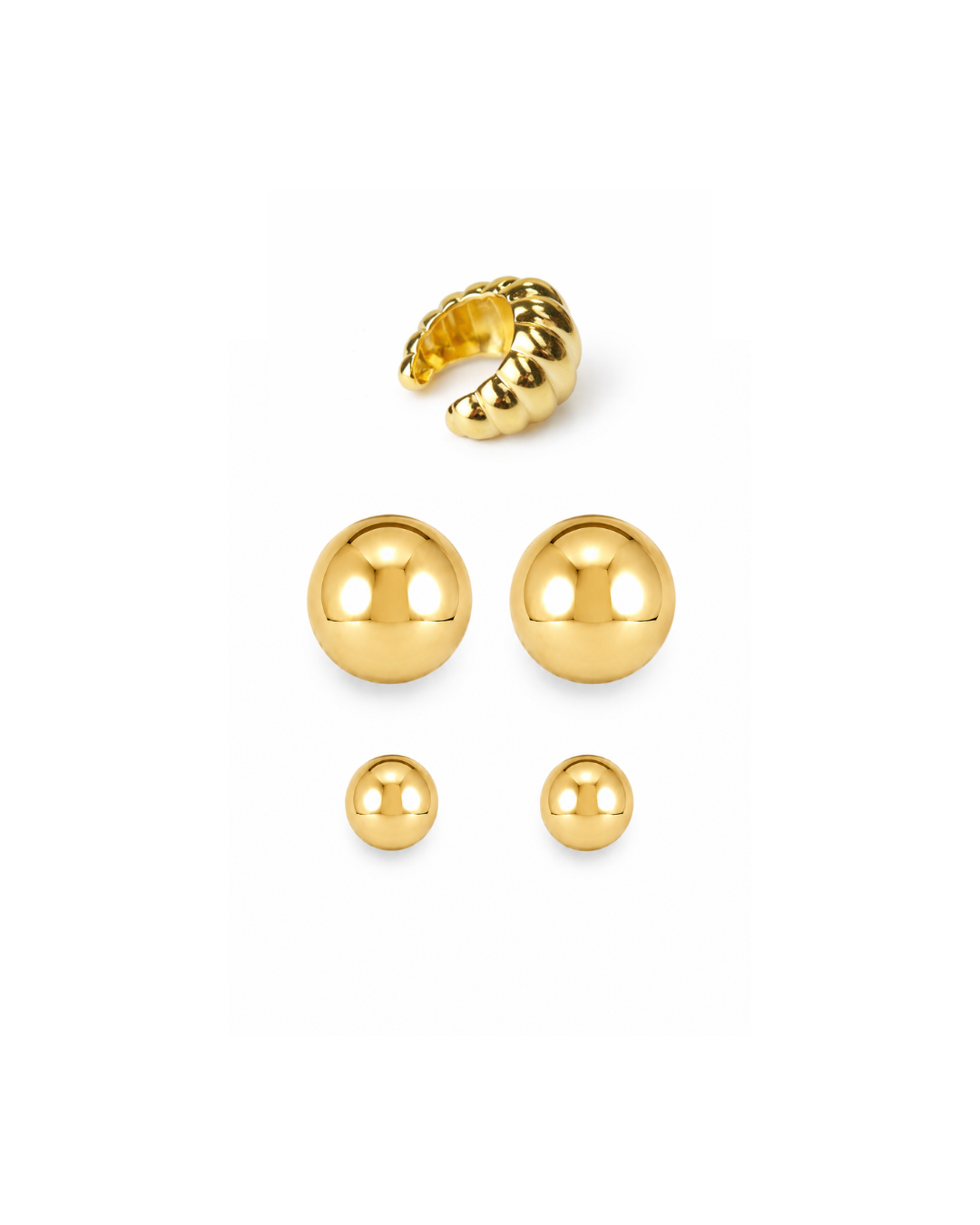 Kit de Brinco Canopla e Ear Cuff Orgânico Dourado