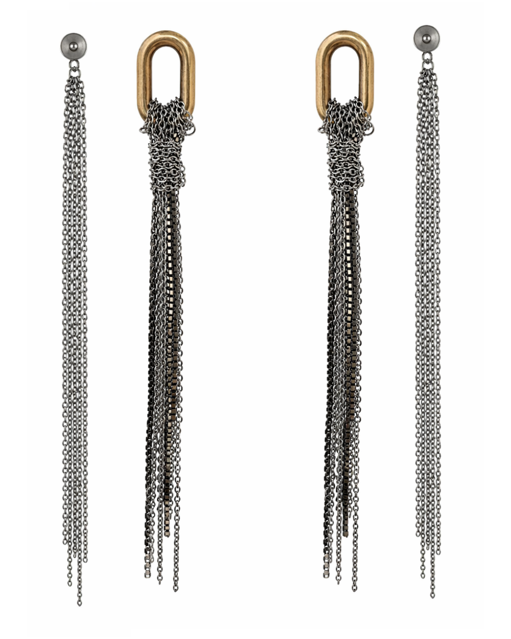 Maxi Brinco Longo de Correntes em Metallic Brown – Movimento Vertical