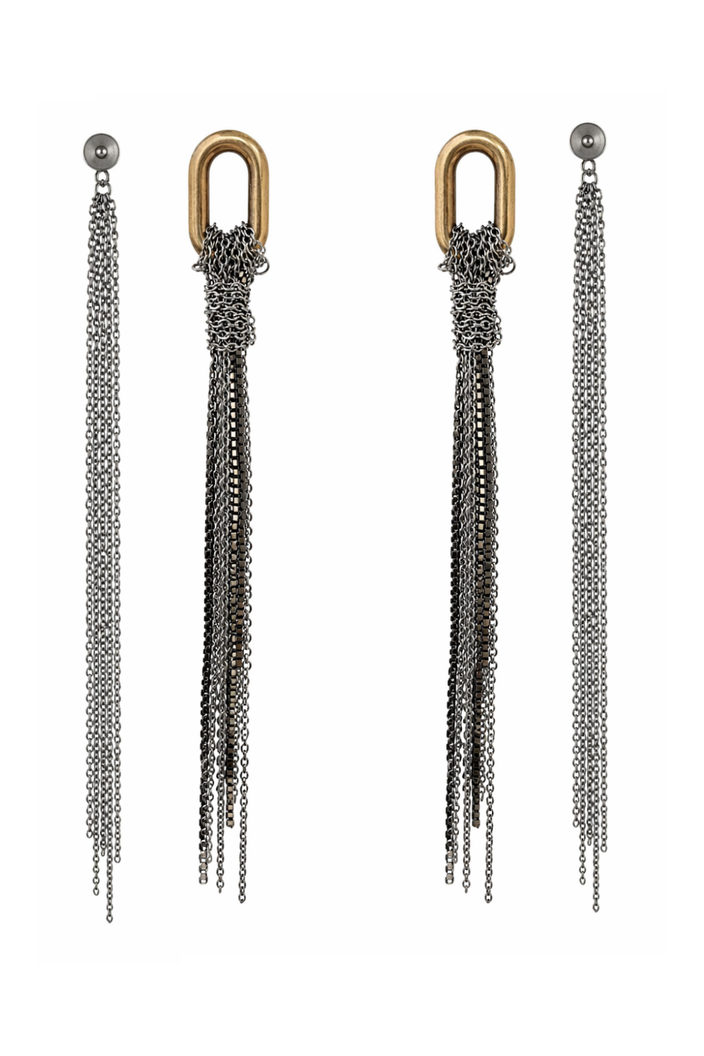Maxi Brinco Longo de Correntes em Metallic Brown – Movimento Vertical