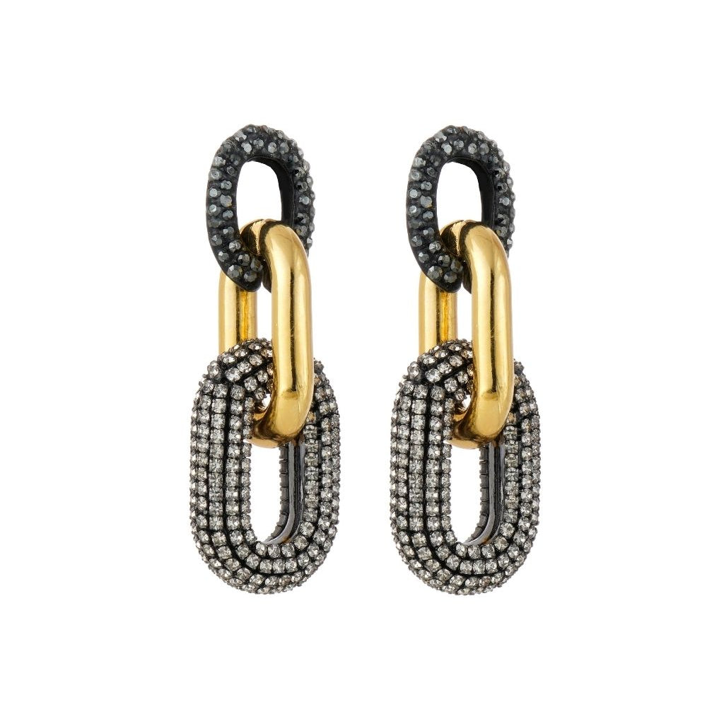 Brinco de Elos Cravejado com Strass | Mix de Banhos