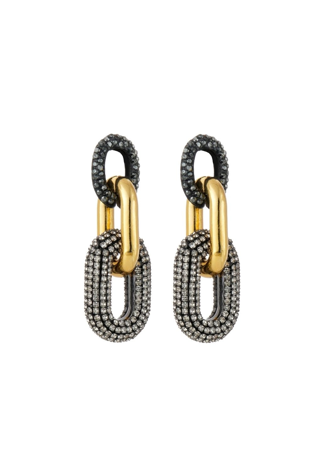 Brinco de Elos Cravejado com Strass | Mix de Banhos