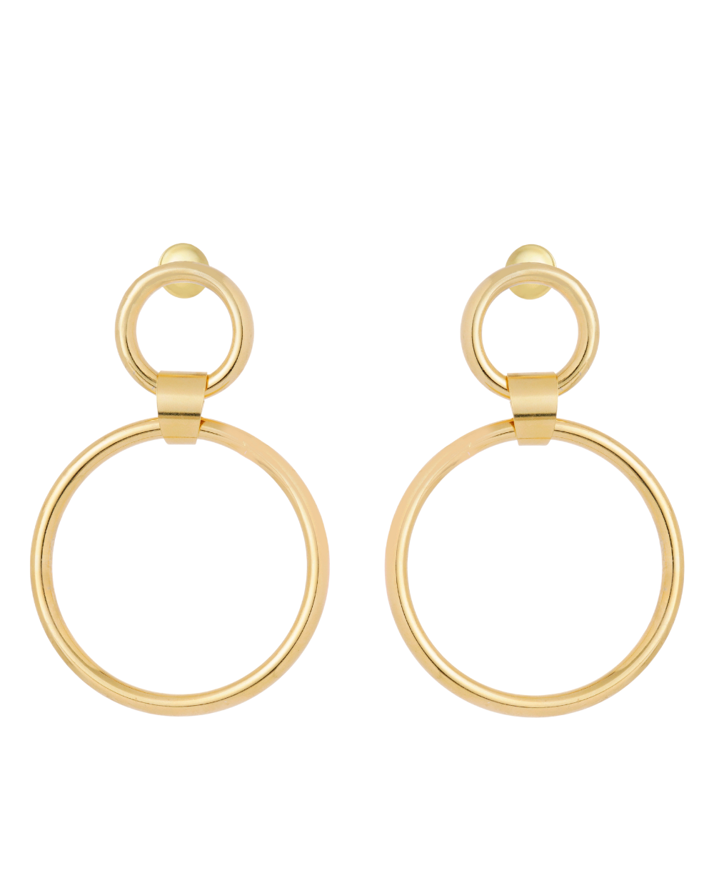 Brinco Grande Presenza Dourado com Círculos Articulados
