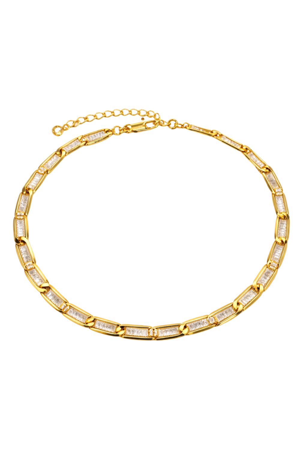 Colar de Elos com Zircônias em Banho Dourado – Brilho Contemporâneo